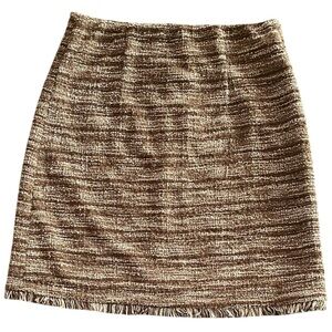 Badgley Mischka Brown Boucle Tweed Pencil Skirt Size S Small